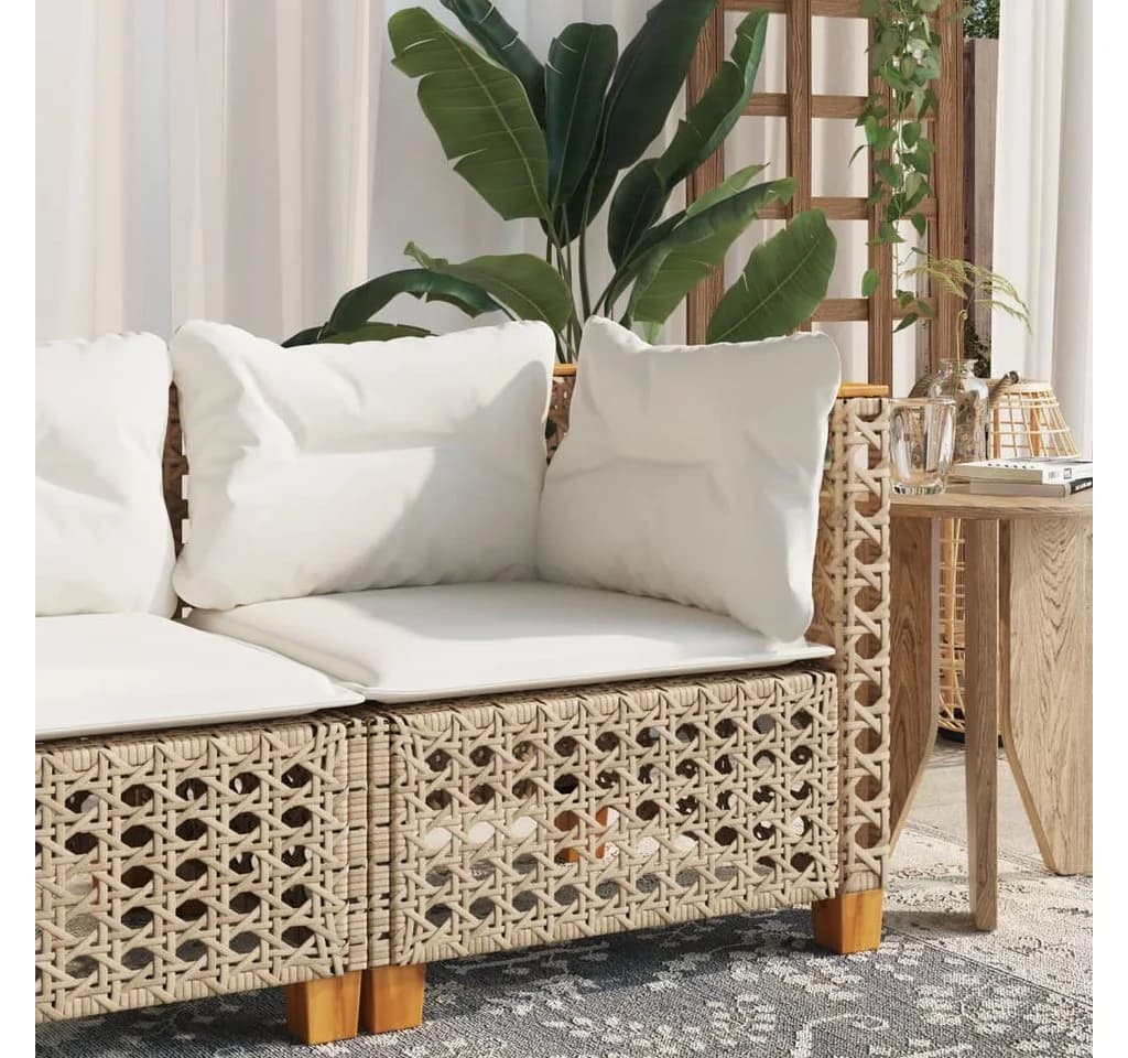 vidaXL Gartensofa Beige Poly Rattan mit Kissen - Bild 2