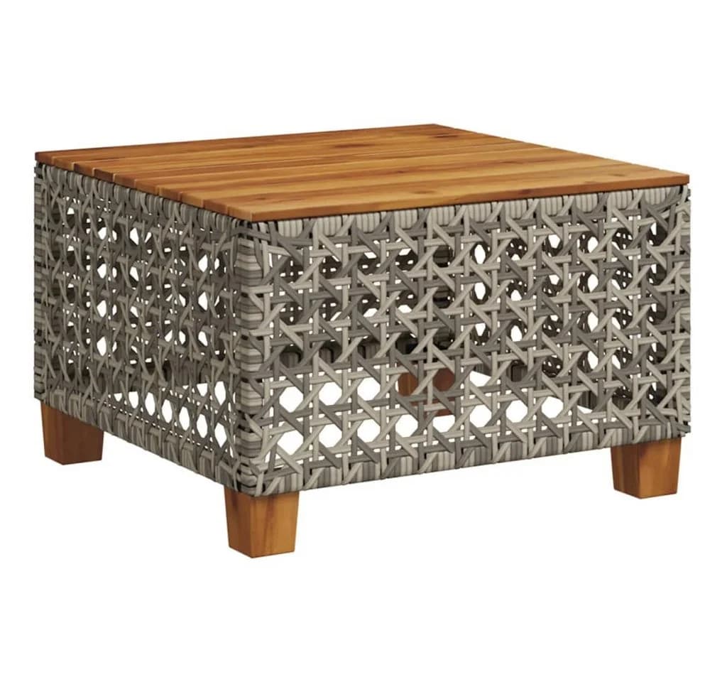 vidaXL Gartentisch Grau Poly Rattan Holz - Bild 2