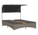 vidaXL Doppel-Sonnenliege Grau Poly Rattan mit Dach Bild 4