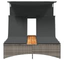 vidaXL Doppel-Sonnenliege Grau Poly Rattan mit Dach Bild 5