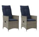 vidaXL Gartenstuhl Verstellbar 2 Stk. Grau Poly Rattan Bild 2
