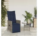 vidaXL Gartenstuhl Verstellbar Grau Poly Rattan mit Kissen Bild 3