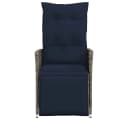 vidaXL Gartenstuhl Verstellbar Grau Poly Rattan mit Kissen Bild 4