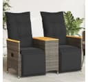 vidaXL Loungesofa 2-Sitzer Grau Poly Rattan mit Tisch Bild 1
