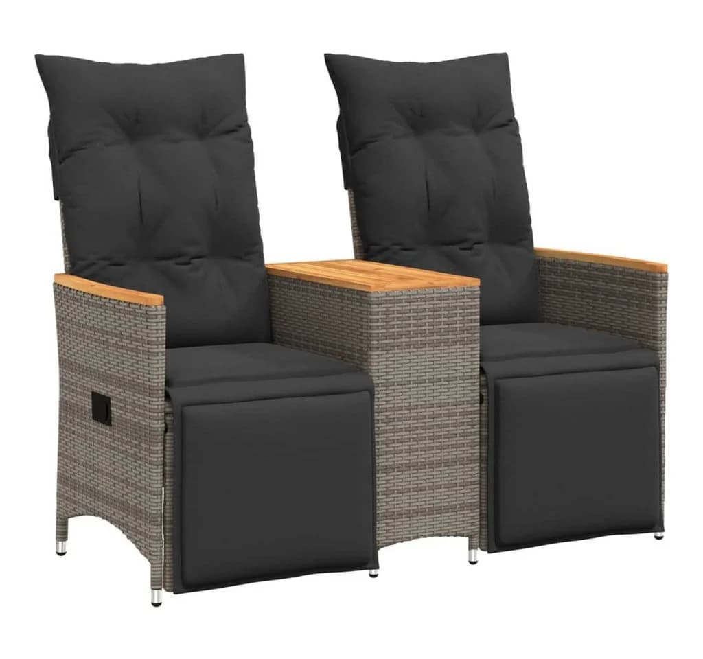 vidaXL Loungesofa 2-Sitzer Grau Poly Rattan mit Tisch - Bild 2