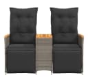 vidaXL Loungesofa 2-Sitzer Grau Poly Rattan mit Tisch Bild 4