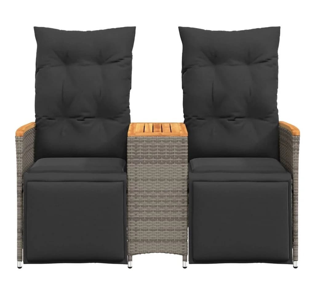vidaXL Loungesofa 2-Sitzer Grau Poly Rattan mit Tisch - Bild 4