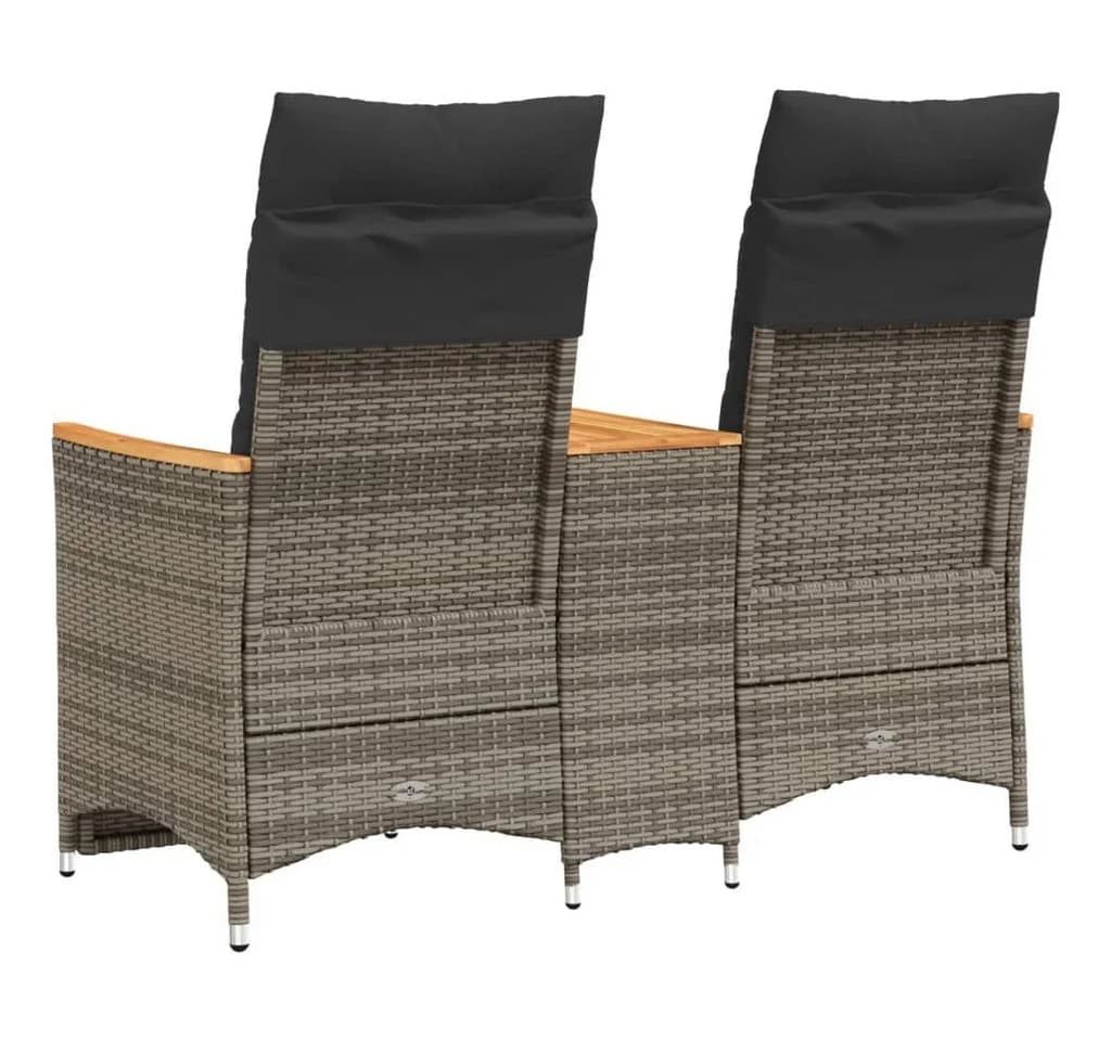 vidaXL Loungesofa 2-Sitzer Grau Poly Rattan mit Tisch - Bild 5