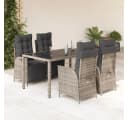 vidaXL Garten-Essgruppe 5-tlg. Grau Poly Rattan mit Hartglas Bild 1