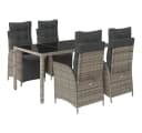 vidaXL Garten-Essgruppe 5-tlg. Grau Poly Rattan mit Hartglas Bild 2