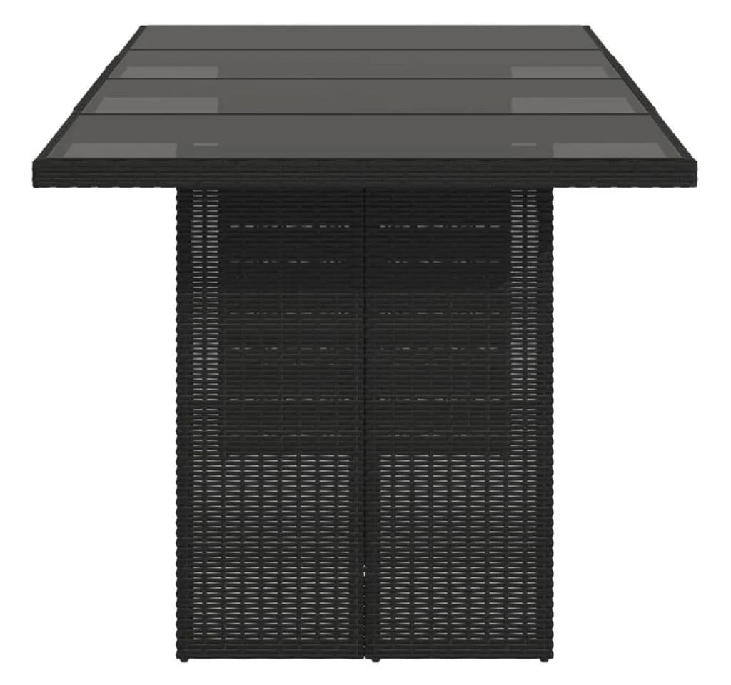 vidaXL Gartentisch mit Glasplatte Schwarz Poly Rattan - Bild 5