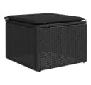 vidaXL Gartenhocker Schwarz mit Kissen Poly Rattan Bild 2