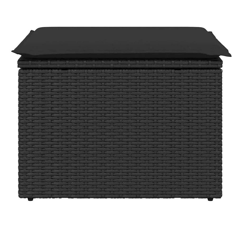 vidaXL Gartenhocker Schwarz mit Kissen Poly Rattan - Bild 4