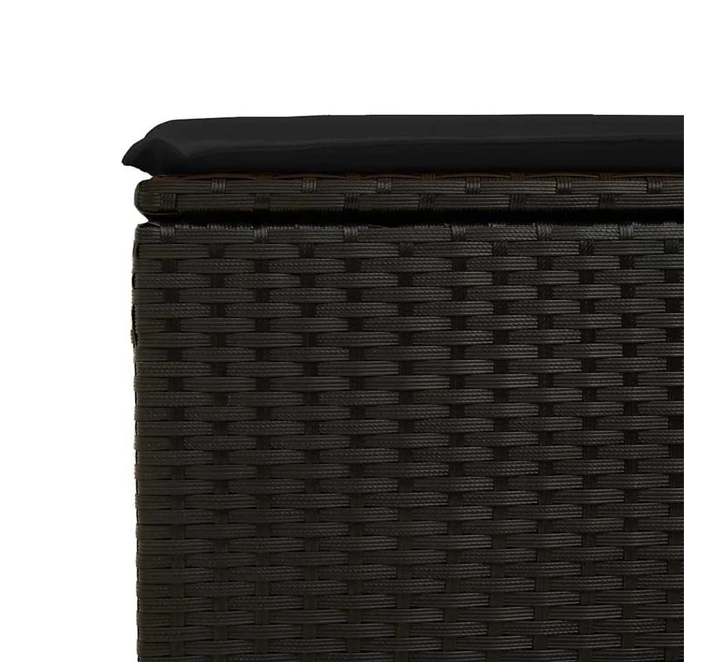 vidaXL Gartenhocker Schwarz mit Kissen Poly Rattan - Bild 5