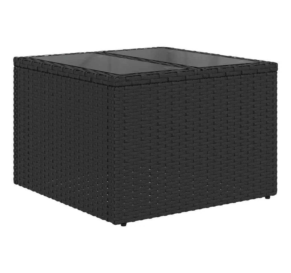 vidaXL Gartentisch mit Glasplatte Schwarz 55 x 55 x 37 cm Poly Rattan - Bild 2