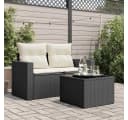 vidaXL Gartentisch mit Glasplatte Schwarz 55 x 55 x 37 cm Poly Rattan Bild 3