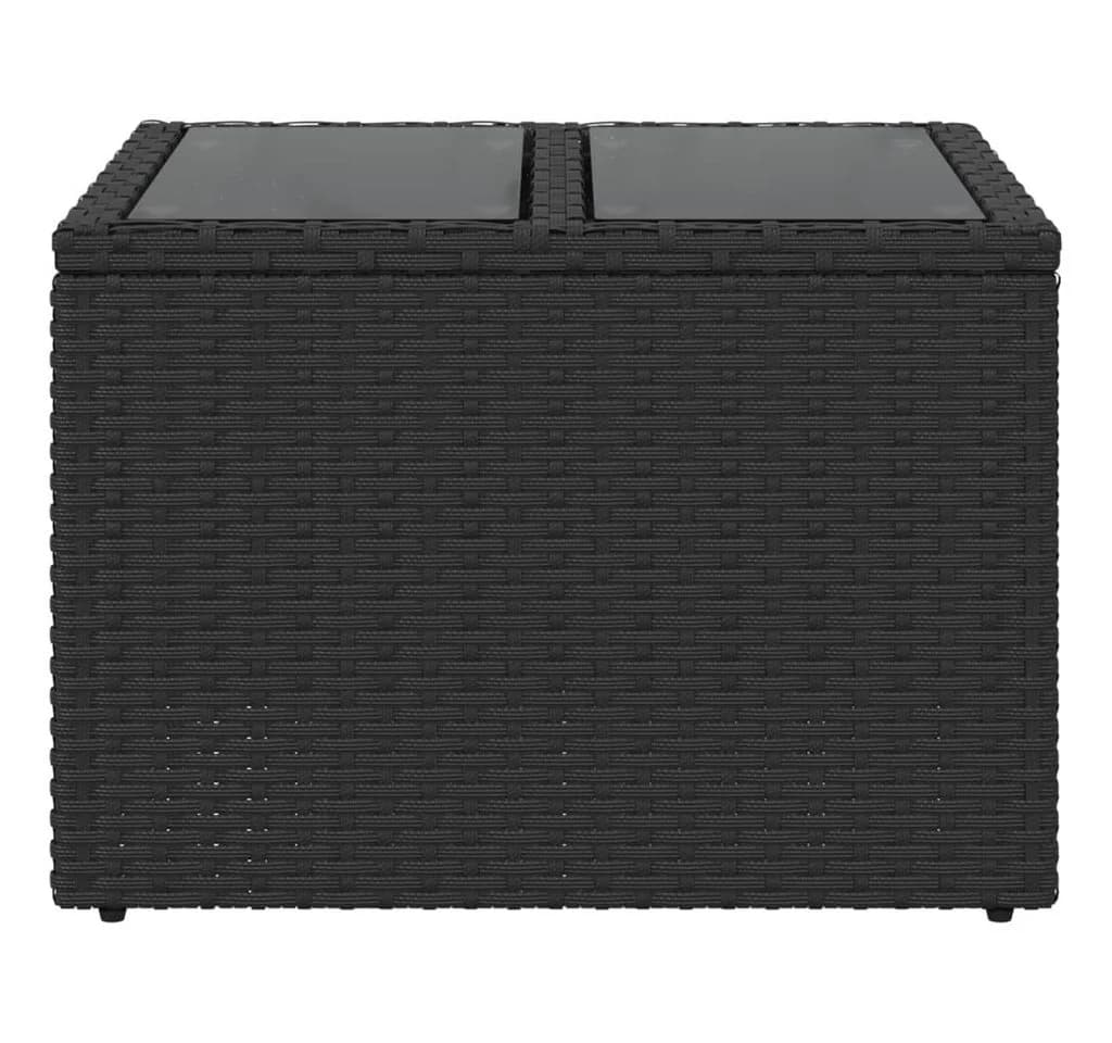 vidaXL Gartentisch mit Glasplatte Schwarz 55 x 55 x 37 cm Poly Rattan - Bild 4