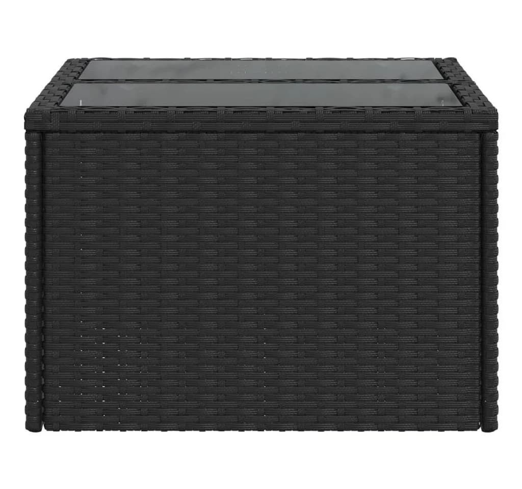 vidaXL Gartentisch mit Glasplatte Schwarz 55 x 55 x 37 cm Poly Rattan - Bild 5