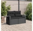 vidaXL Gartensofa 2-Sitzer Schwarz Poly Rattan mit Kissen Bild 3