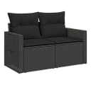 vidaXL Gartensofa 2-Sitzer Schwarz Poly Rattan mit Kissen Bild 4