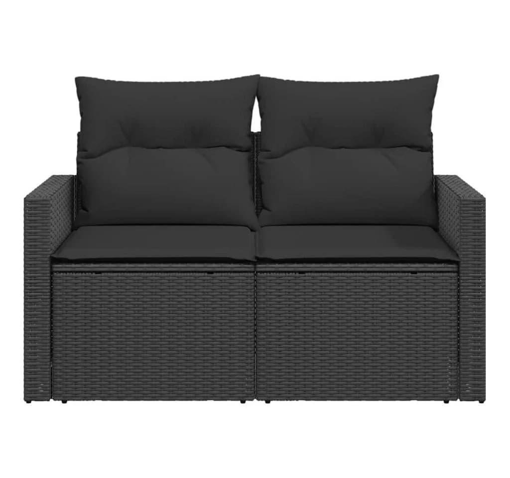 vidaXL Gartensofa 2-Sitzer Schwarz Poly Rattan mit Kissen - Bild 5