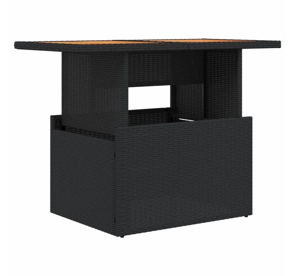 vidaXL Gartentisch Outdoor Schwarz PE-Rattan Akazienholz - Bild 2