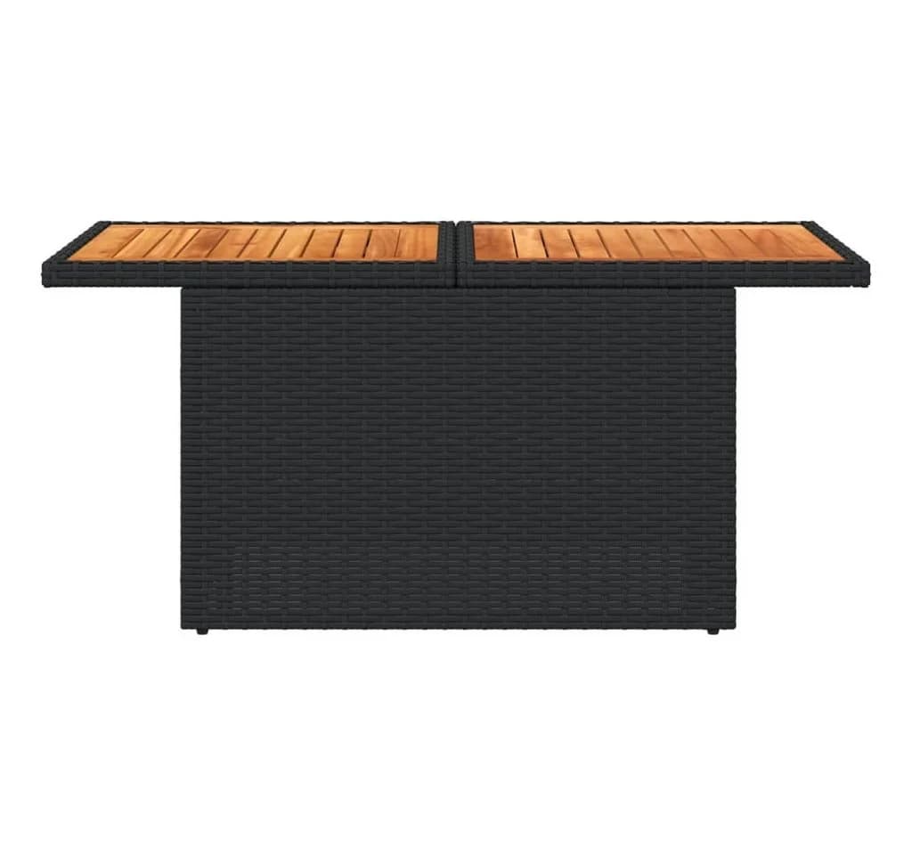 vidaXL Gartentisch Outdoor Schwarz PE-Rattan Akazienholz - Bild 5