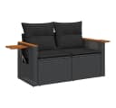 vidaXL Loungesofa Gartensofa 2-Sitzer Schwarz Poly Rattan Bild 2