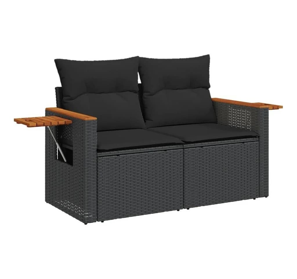 vidaXL Loungesofa Gartensofa 2-Sitzer Schwarz Poly Rattan - Bild 2