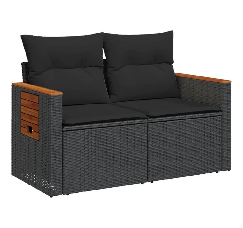 vidaXL Loungesofa Gartensofa 2-Sitzer Schwarz Poly Rattan - Bild 4