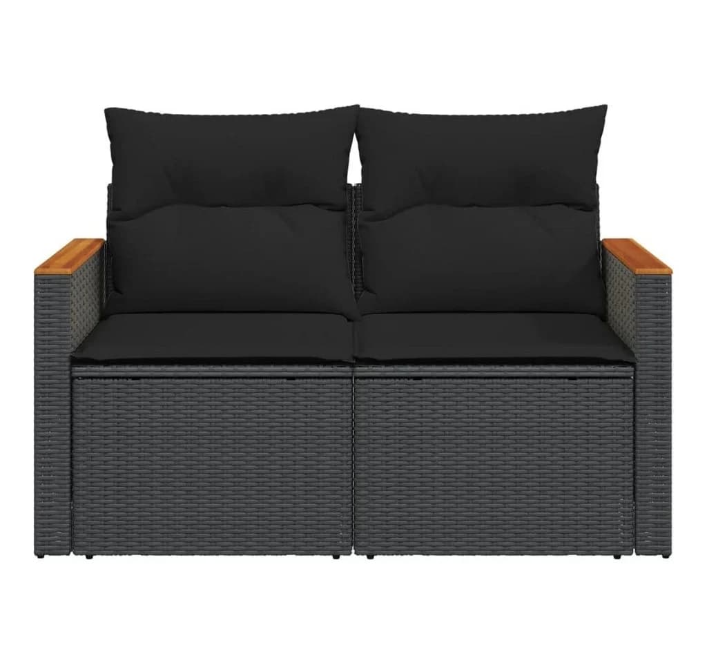 vidaXL Loungesofa Gartensofa 2-Sitzer Schwarz Poly Rattan - Bild 5
