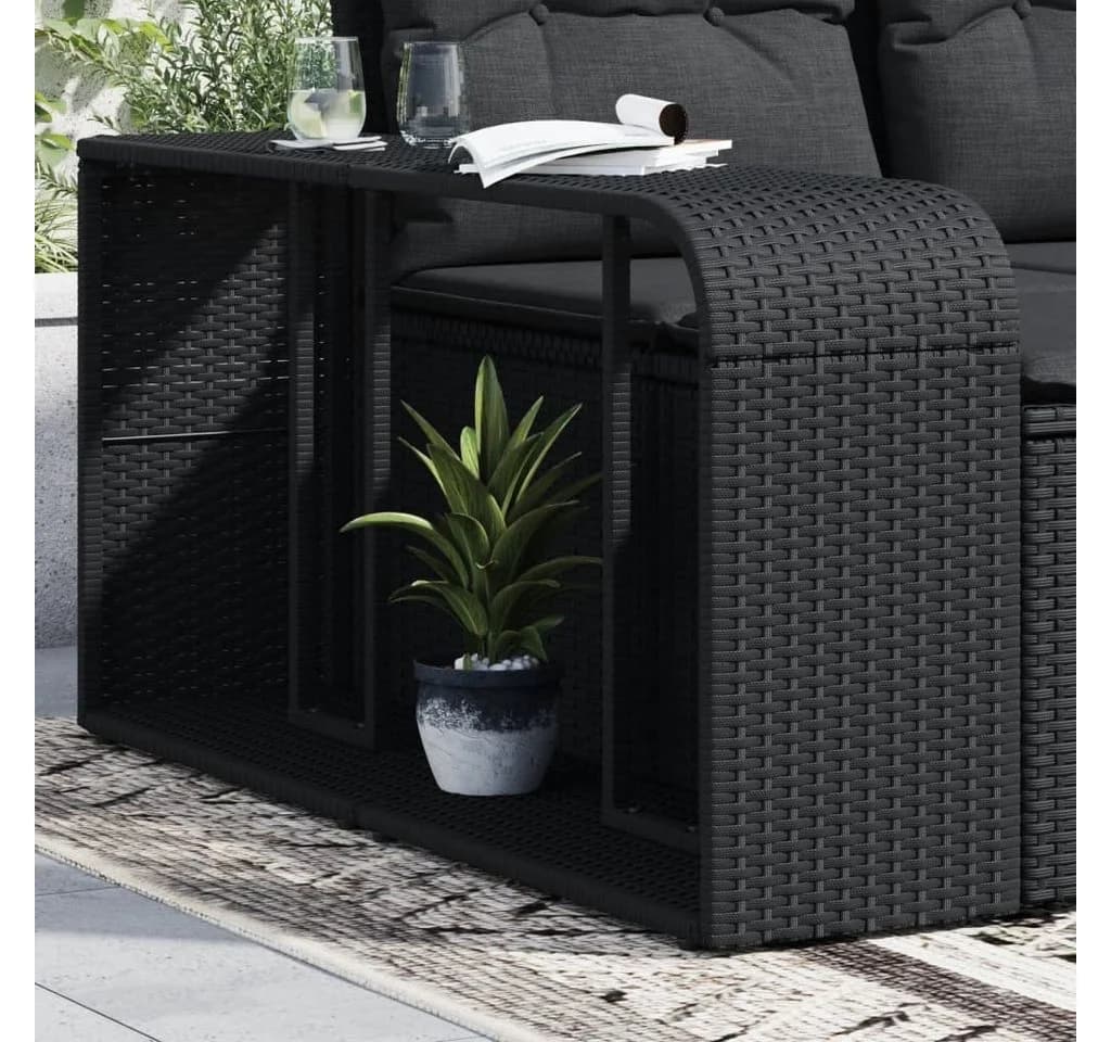 vidaXL Lagerregal 2-tlg. Schwarz Poly Rattan mit Stahlrahmen