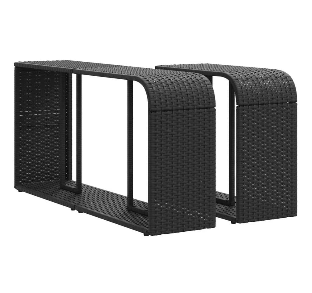 vidaXL Lagerregal 2-tlg. Schwarz Poly Rattan mit Stahlrahmen - Bild 2