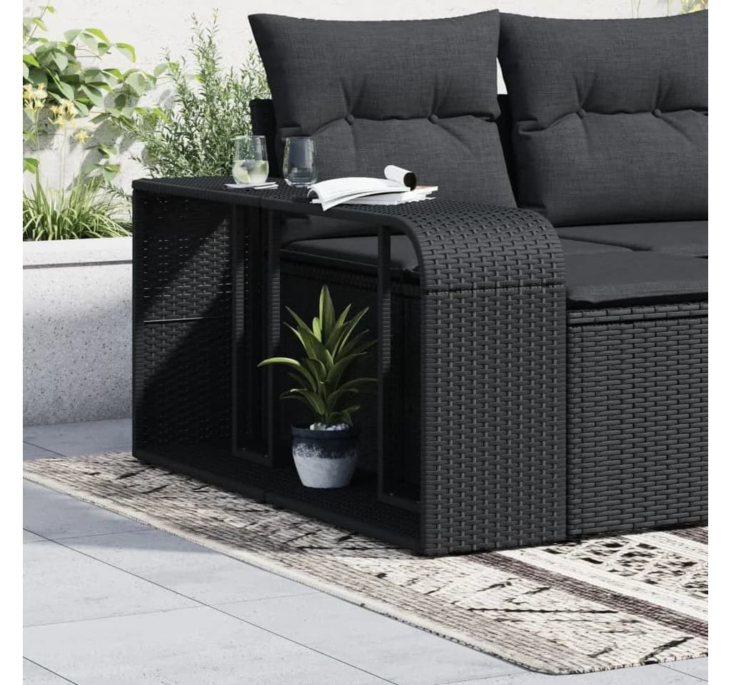 vidaXL Lagerregal 2-tlg. Schwarz Poly Rattan mit Stahlrahmen - Bild 3