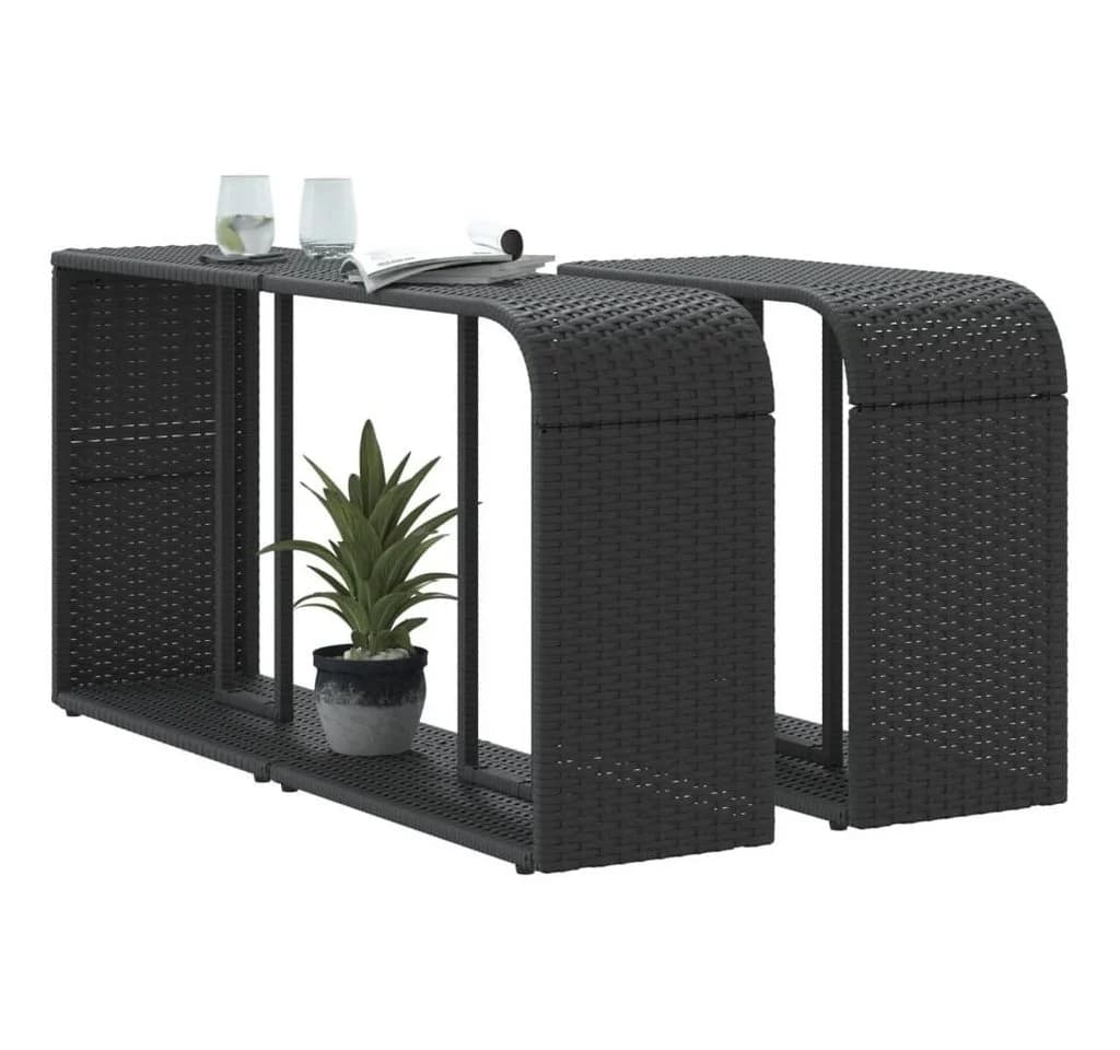 vidaXL Lagerregal 2-tlg. Schwarz Poly Rattan mit Stahlrahmen - Bild 4