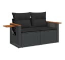 vidaXL Loungesofa 2-Sitzer Schwarz Poly Rattan mit Kissen Bild 2