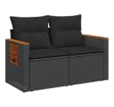 vidaXL Loungesofa 2-Sitzer Schwarz Poly Rattan mit Kissen Bild 4