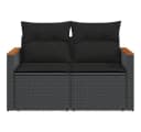 vidaXL Loungesofa 2-Sitzer Schwarz Poly Rattan mit Kissen Bild 5