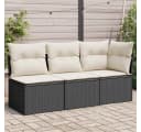 vidaXL Gartensofa 3-Sitzer Schwarz Poly Rattan mit Kissen Bild 1