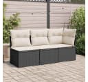 vidaXL Gartensofa 3-Sitzer Schwarz Poly Rattan mit Kissen Bild 3