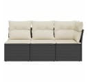 vidaXL Gartensofa 3-Sitzer Schwarz Poly Rattan mit Kissen Bild 4