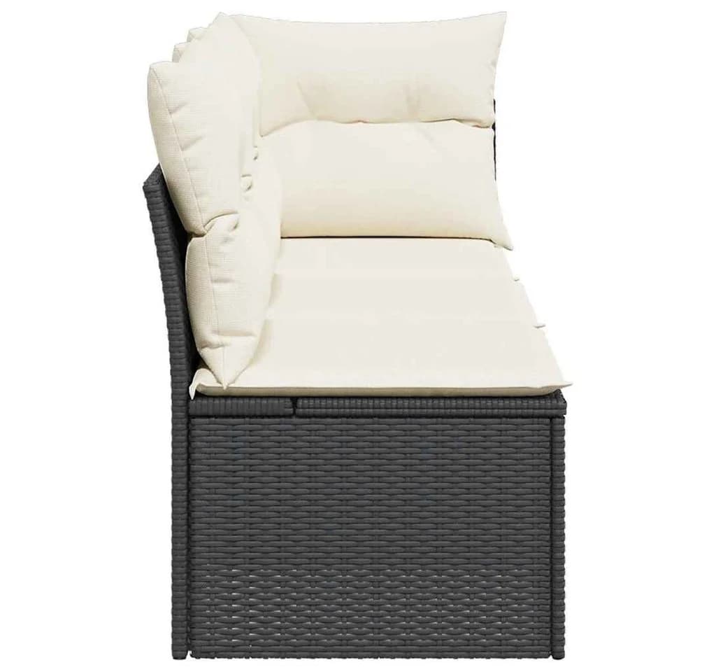 vidaXL Gartensofa 3-Sitzer Schwarz Poly Rattan mit Kissen - Bild 5