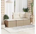 vidaXL Hocker Gartenhocker mit Kissen Beige 55x55x37 cm Poly Rattan Bild 3