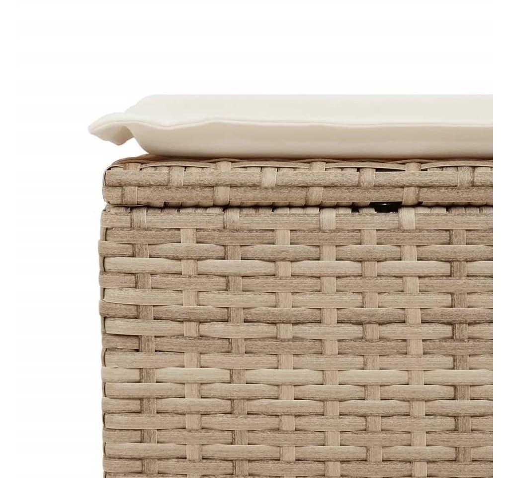 vidaXL Hocker Gartenhocker mit Kissen Beige 55x55x37 cm Poly Rattan - Bild 5