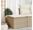 vidaXL Gartenhocker mit Kissen Beige Poly Rattan Bild 1