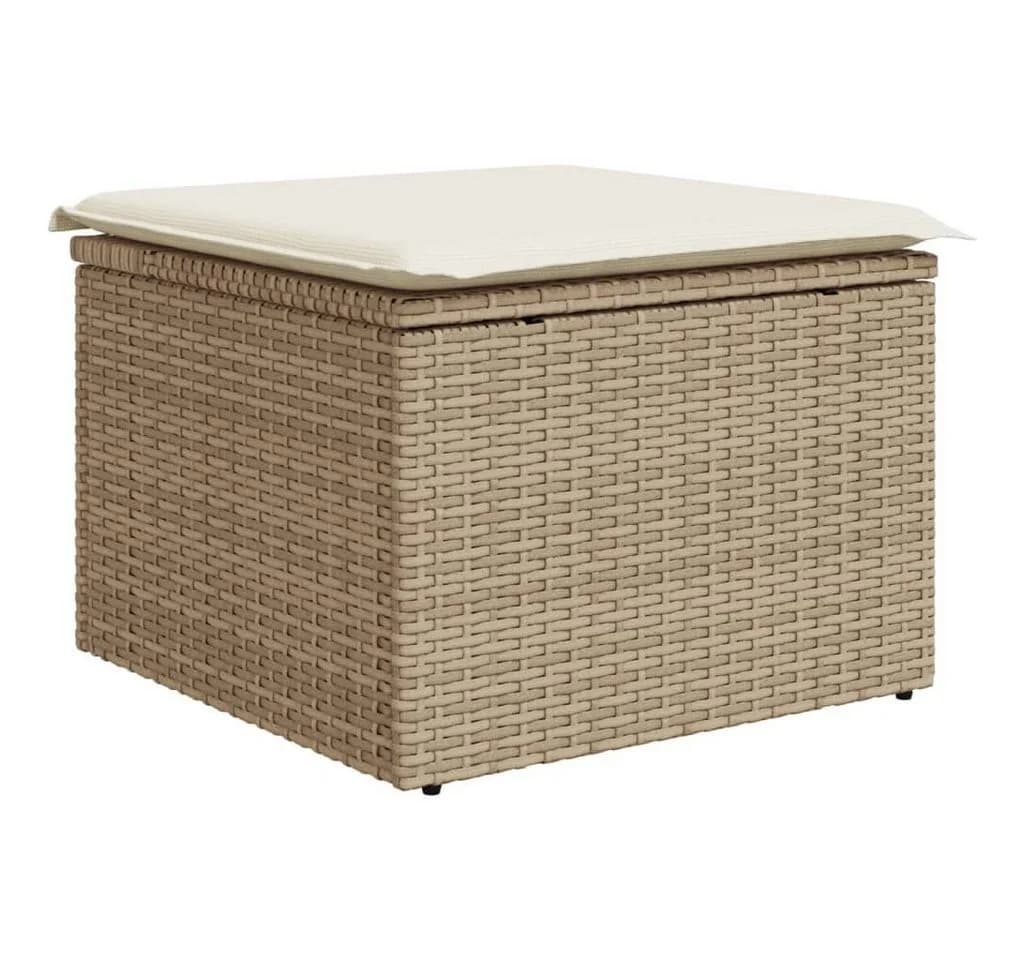 vidaXL Gartenhocker mit Kissen Beige Poly Rattan - Bild 2