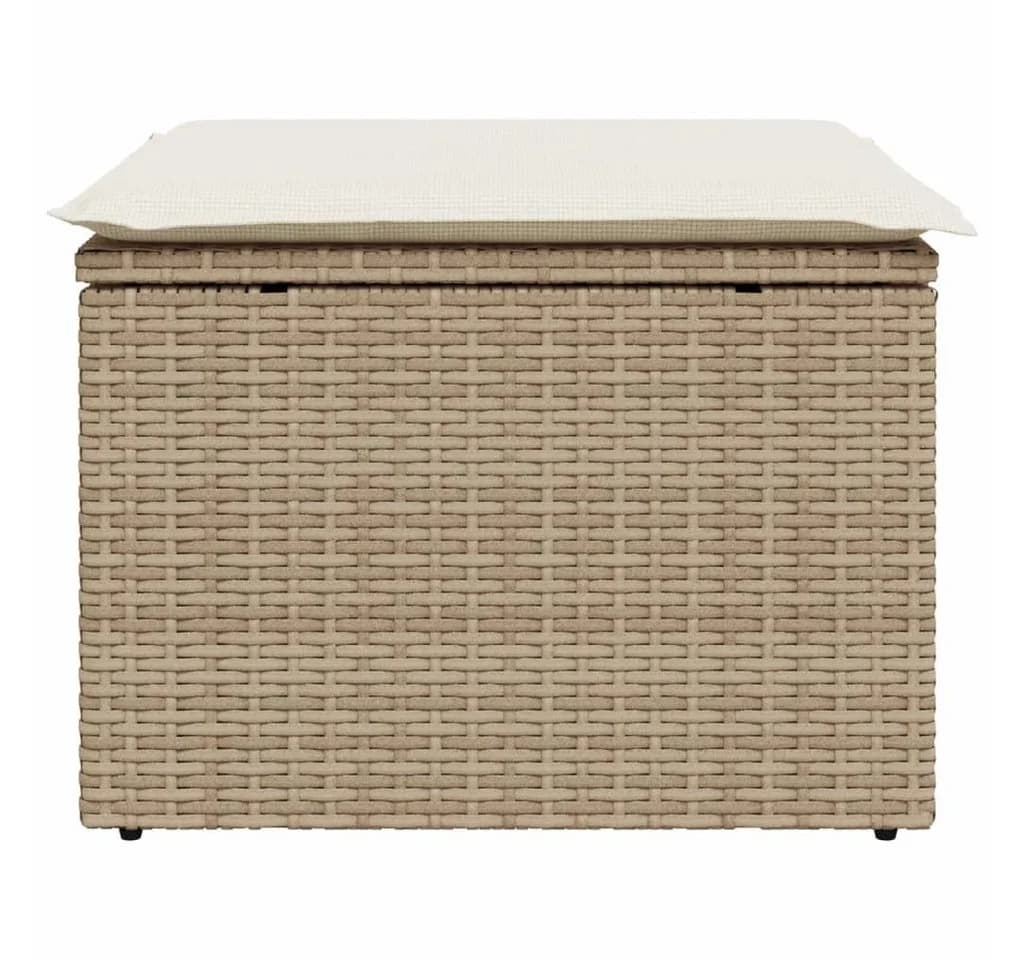 vidaXL Gartenhocker mit Kissen Beige Poly Rattan - Bild 4