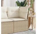 vidaXL Loungesofa Garten-Ecksofa Beige Poly Rattan mit Kissen Bild 1