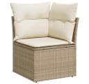 vidaXL Loungesofa Garten-Ecksofa Beige Poly Rattan mit Kissen Bild 2