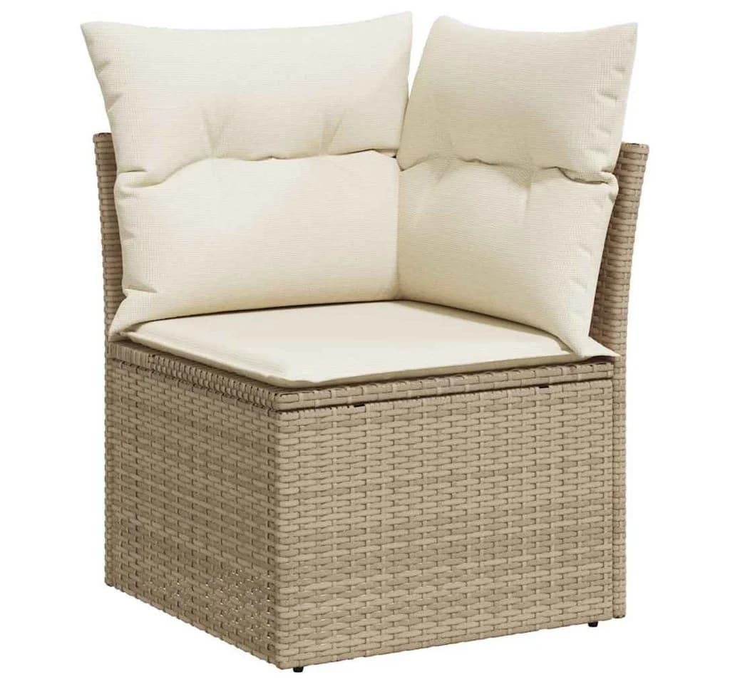 vidaXL Loungesofa Garten-Ecksofa Beige Poly Rattan mit Kissen - Bild 2
